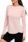 PINSPARK Sportshirt Damen Langarm Rashguards UPF 50+ Uv-Schutz Shirt Sommer Sonnenschutz Shirt Rundhalsausschnitt Laufshirt Draussen Gym Trekking Funktionsshirt Rosa l