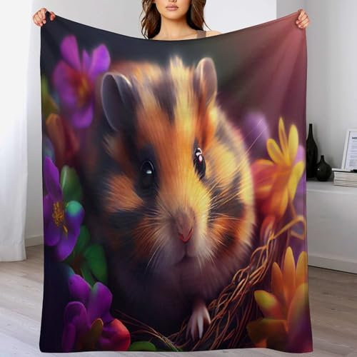 AAPZY Hamster Blanket Weiche Flannel Fleece Decke Für Kinder Und Erwachsener, Vier Jahreszeiten Wohndecke Für Bett/Couch （140×180cm）
