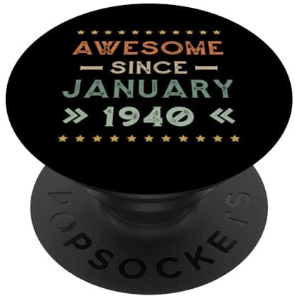 Awesome Since January 1940 Birthday Design PopSockets Klebender PopGrip