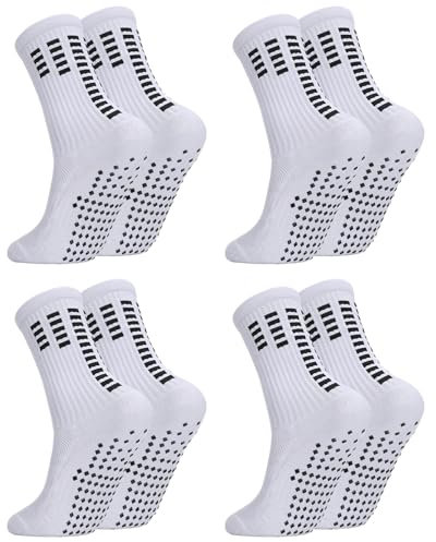 Utensilsto 4 Paar Fußball Socken Kinder Sportsocken 35-38 Rutschfeste Fußballsocken Jungen Mädchen Grip Socken Anti Rutsch Trainingssocken für Fussball Basketball Rugby Tennis Laufen