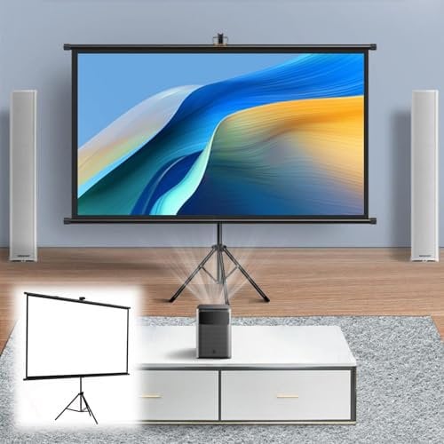 Hoiweqr Beamer Leinwand mit Stativ, 60 Zoll 72 Zoll Indoor Projektor Leinwand Tragbare Outdoor Kino Leinwand, 4K HD 16:9/4:3 Projektion Leinwand, Leicht und Kompakt, Tragen(16:9 50in)