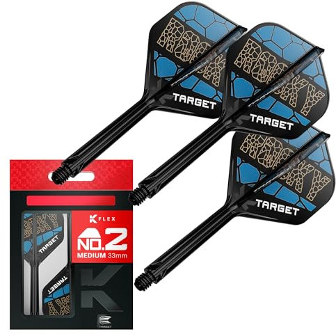 Target Darts Josh Rock K Flex Flights und Schaft System, No.2 | 3er-Pack Kflex All In One Flights, Player Edition Darts Zubehör | K-Flex Dartschaft Medium (33 mm)