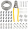 50m Filo per Stendere Il Bucato da Esterno 3mm, 67 PCS Kit Tiranti per Filo Stendibiancheria Acciaio Inox 7x7 con 20 Anello Aggraffatura, 4 Ganci Quadri, 4 Tenditori, Staffe Stendere i Panni Esterno