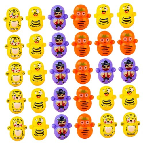 TOYANDONA 50pcs Cute Mini Tumbler Toys Animal Tumbler Toys for Year Old Boys and Girls Birthday Party Favors and Desktop Decor
