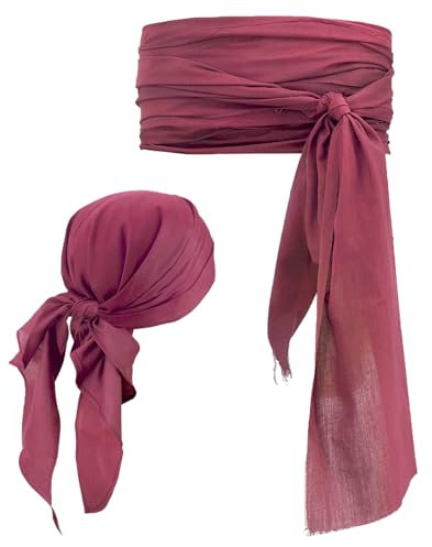 VIDSTW 2 Stück Piratenkostüm Damen Zubehör Enthalten Piraten Kopftuch Damen und Piratengürtel Rotes Tuch Pirate Accessories Piratenkopftuch Einstellbare für Halloween Karneval Maskerade