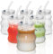KEMORELA Set of 6 Ribbed Glass Cups 530ml/18oz with Lids & Straws – British-Designed Wavy Textured Tumblers for Iced Coffee & Bubble Tea, Premium Clear Aesthetic Glasses for Home & Cafés