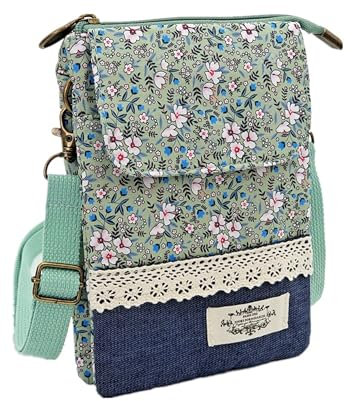 HXSYKJDM Handytasche Zum Umhängen, Handy Umhängetasche Damen, Leichte Crossbody Schultertasche Handytasche, Verstellbar Kleine Umhängetasche mit Schultergurt für Alltag Schule Einkauf (Grüner)