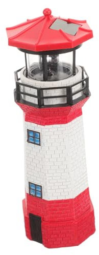 ifundom Faro Solare Da Esterno Faro Rotante Led Decorazione Per Patio e Giardino Resistente Alle Intemperie Con Pannello Solare Integrato