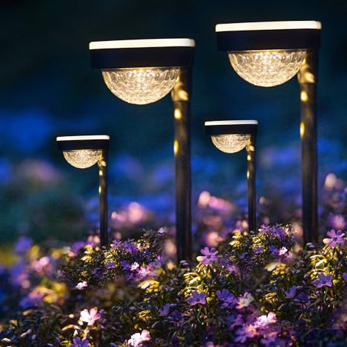 Lumiled Set 4x Solar Gartenleuchte Außen Warmweiß 3000K IP44 Wasserdicht Akku 600 mAh Solarlampen mit Dämmerungssensor 8h Leuchtdauer Solarlampe Deko für Garten, Patio, Weg & Terrasse