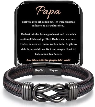 HAYOUWAY Ich Liebe Dich Geschenke für Männer An Meinen Sohn Papa Mann | Armband Lederarmband Herren mit Gravur Geburtstag Liebe Jahrestag Weihnachten Geschenk für Ihn Freund Ehemann Jungen Teenager