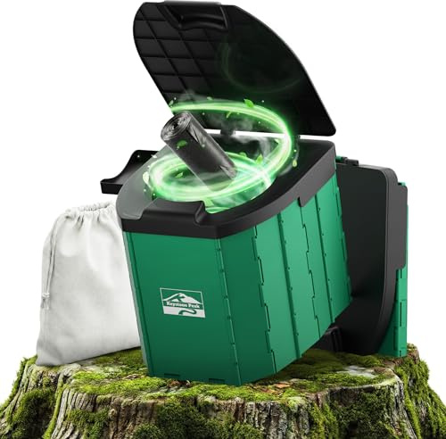 Toilettes Portables de Camping - WC Pliant pour Adultes - Compacte | Structure Robuste Supportant jusqu'à 200 kg, Installation Rapide, 5 Sacs Jetables Inclus, Parfaite pour Randonnée et Urgences