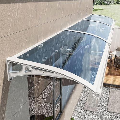 Dtyubfg Auvent De Porte Aluminium, Toit Marquise avec Gouttière en Polycarbonate Protection Contre Pluie,UV et la Neige Support Robuste en ABS Durable - 60x70cm