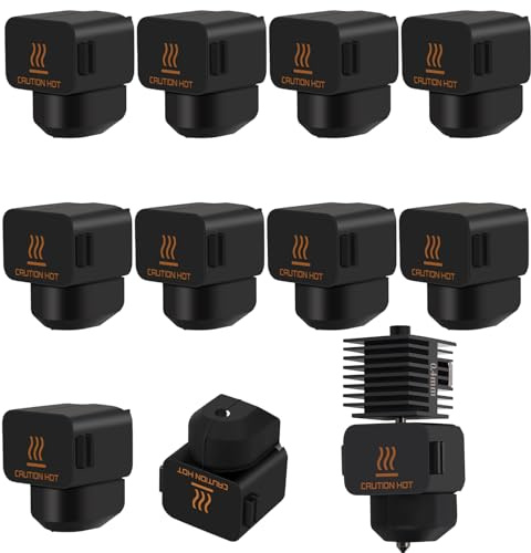 10-Teilige Silikon Socken Für Bambu Lab A1/A1 Mini,Hotend-Heizblock,Silikon Socken,Hochtemperaturgehäuse，Silikon-Abdeckungsdüse Für 3d-Drucker Hotend Zubehör,Schwarz