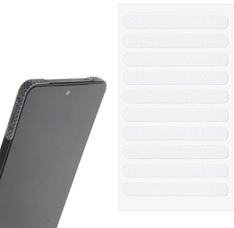 20 Pack Mobile Phone Grip Tape Strips, Clear Rubber Non Slip Side Sticker Waterproof Adhesive Pre-Cut Grippy Bumper Frame Stickers for Phone Case, Desk, Mouse, Office