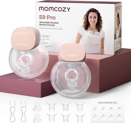Momcozy S9 Pro Wearable Breast Pump, Hands-Free Double Electric Pump, Pink | Portable, 2 Modes, 9 Levels, LED Display & Quiet, Leak-Free Design