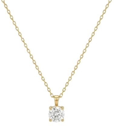Suzan Gold® 375 Echtgold Kette Damen mit Solitär Zirkonia Anhänger klassisch elegant zeitlos wasserfest – Solitaire Glow