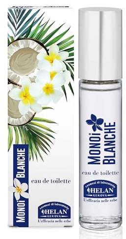 Helan Monoi Blanche - Profumo Donna Eau de Toilette, Fragranza Solare, Fiorita ed Esotica con Cocco, Monoi, Ylang Ylang, Tuberosa, Ambra Bianca e Vaniglia, Profumo Avvolgente - 10 ml, Made in Italy