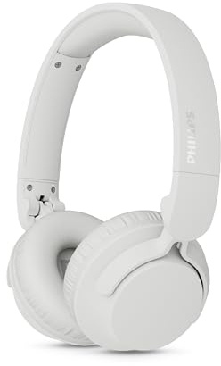 PHILIPS TAH4500WT Cuffie wireless on-ear cancellazione rumore, 70h riproduzione, Bassi dinamici, Driver 32mm, Bluetooth6.0 Multipoint, Accoppiamento rapido, Cuscinetti/batteria sostituibili - Bianco
