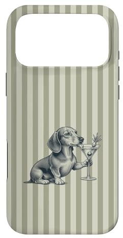 Cocktail Dachshund Vintage Stripe Funny Dog Aesthetic Trendy Case for iPhone 17 Pro Max