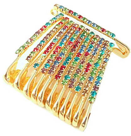 Bunte Saree/Sicherheitsnadeln Brosche eine Seite Sicherheitsnadel verziert mit Diamanten 12 Stück dekorative Sicherheitsnadeln