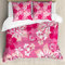 ABAKUHAUS Luau Bettbezugs Set Für Doppelbetten, Hibiscus rosa Schmetterlinge, Milbensicher Allergiker geeignet mit Kissenbezügen, Rosa Blasse Pfirsich-Weiß
