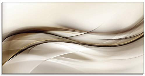 ARTLAND Spritzschutz Küchenrückwand Küche Herd Glas mit Motiv 100x50 cm Design Rückwand Bad Modern Abstrakt Muster Kunst Braun Abstrakte Welle T9LI