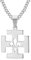 BOBIJOO Jewelry - Pendentif Collier Scout France Croix Potencée Fleur de Lys Acier INOX 316L Argenté Scoutisme