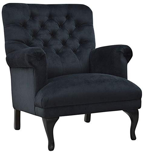 Casa Padrino Luxus Chesterfield Samt Sessel 82 x 75 x H. 93 cm Chesterfield Wohnzimmermöbel, Farbe:Schwarz