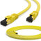 HB-DIGITAL 0,5m Cable de conexión CAT.8 LAN plano Cable de red U/FTP LSZH 2xEnchufe RJ45 Cobre Pro Slim flexible 40 Gbits Puerto Ethernet 2000 MHz Cable de Internet PC Router Switch Módem TV amarillo