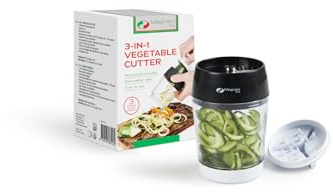 MAGNANI 3-in-1 Gemüseschneider mit verschiedenen Aufsätzen, Spiralschneider für Gemüse Spaghetti und Zoodles, Gemüse Spiralschneider mit 200 ml Behälter