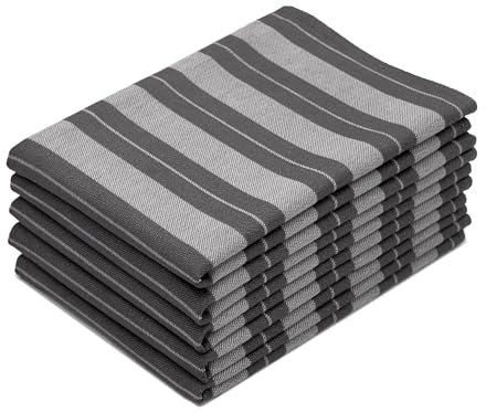 ZOLLNER 5er Set Geschirrtücher - Baumwolle in 50x70 cm - saugstarke und strapazierfähige Küchentücher - waschbar bis 60°C – in Graphit gestreift - Gastronomiequalität - Oeko Tex® Zertifiziert