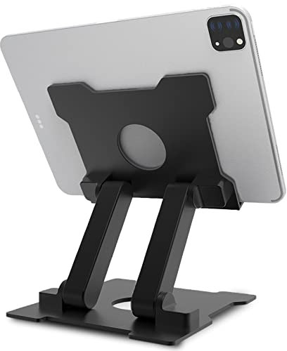 AJ advancegin Tablet Ständer Aluminium Verstellbar Tablet Halterung Höhenverstellbare Tablet Halterung Kompatibel mit iPad Pro Air Mini 11 12.9 iPhone 15 Huawei MatePad Galaxy Tab bis 13,5 Zoll-Black