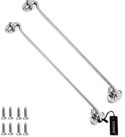 16 inch Stainless Steel 304 Heavy Duty Cabin Hook and Eye Lock for Shed 2PCS, Gate or Garage Door - CASKIE