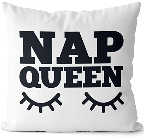 JUNIWORDS Kissen, Nap Queen, Weiß-Dunkelrot, 2-farbig (1004229)