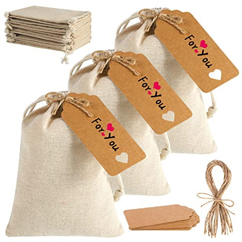 Xinzistar Sachets en Toile De Jute, 12pcs Sac à Cordon Sac Cadeau en Lin Sac pour Ranger Bijoux, Cadeaux,13x18cm