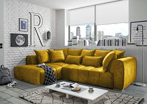 Froschkönig24 Adamo Ecksofa 320 x 197 cm Polstergarnitur Couch Sofa Gelb