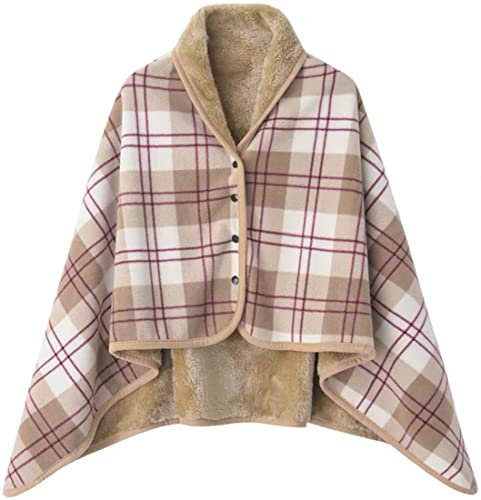 WINKEEY Damen Poncho, Winter Warm Umhang, Strick Cape Cardigan Für Frauen, Wrap Open Front Cape, Winter Warm Decke, Dicke Fleece Decke, Braun