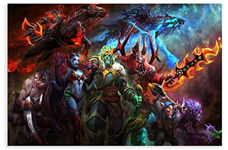DOTA 2 Game 11 Leinwand-Poster, Wandkunst, Dekor, Druck, Bild, Gemälde für Wohnzimmer, Schlafzimmer, Dekoration, Rahmen: 30 x 45 cm