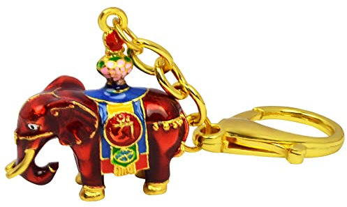 Lucky Feng Shui Schlüsselanhänger mit rotem Wohlstand Elefant mit Schatzvase, elefant