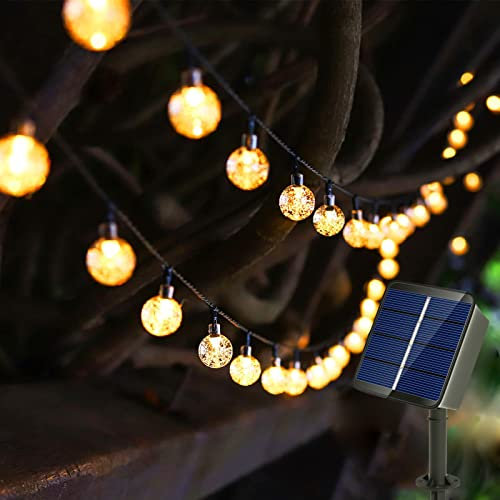 Solar Lichterkette Aussen,6.5M 30 LED Außen 8 Modi Kristall Kugeln Lichterkette für Garten, Terrasse, Balkon, Hochzeit