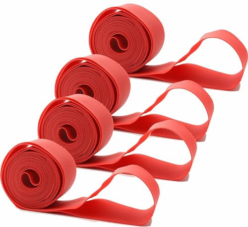 FAMEX RIDE 4Pcs Premium PVC Bike Tire Rim Tape, Bicycle Inner Tube Protection Pad, Mountain Bike Tire Liner,RED (27.5)