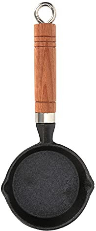 Eierpfanne aus Gusseisen mit Holzgriff, Omelettpfanne mit Antihaftbeschichtung, Verhindert Rost, Eierpfanne mit Zwei Auslässen, Leicht zu Reinigende Frühstückspfanne für Induktionsherde, Öfen, Öfen