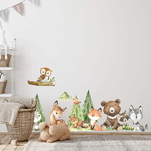 WANDKIND Waldtiere Wandtattoo Kinderzimmer V410 | handgezeichnet | AUFKLEBER Kindergarten | Babyzimmer Wandsticker Wanddeko Dekoration Abenteuer in der Natur (130 x 130 cm)