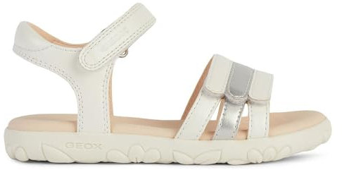 Geox J Sandal Haiti Girl, Donna, Bianco Argento, 48 EU