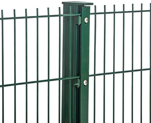 Doppelstabmattenzaun 656 | Komplett Set | Moosgrün | Zaun Set | Stabmattenzaun Pfosten mit Leiste 15-183 cm