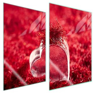 TMK ArtDeko Herdabdeckplatten 2 Teilig 2x35x52 cm Ceranfeldabdeckung Küche Induktion Herdschutz Spritzschutz Glasplatte Schneidebrett, Herz