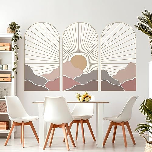 Ambiance Sticker Papier Peint intissé pré-encollé fresques géants - Trio D'ARCHES Coucher DE Soleil Asiatique - adhésif décorative - 60x90cm