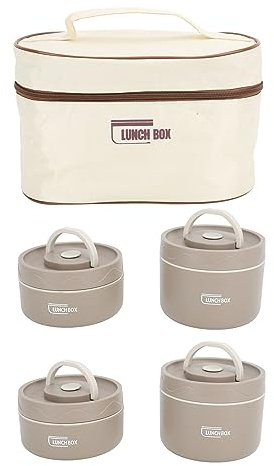 Qcwwy Box, con Aislamiento Térmico Contenedores de Alimentos con Sellado Portátil Caja para Almacenamiento de Alimentos de Acero Inoxidable (4 piezas)