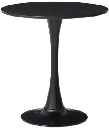 HJhomeheart Runder Küchen-Esstisch, Moderner, lässiger Tisch. Esstisch-Set für Küche, Esszimmer und Büro, Schwarzer Esstisch, 80 Durchmesser x 75 (H) cm