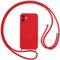 Vauki Handykette Hülle für iPhone 12 Mini mit Band, HandyHülle mit Kordel, Weich Silikon TPU Stoßfest Bumper mit Kette zum Umhängen für iPhone 12 Mini, Lanyard - Rot